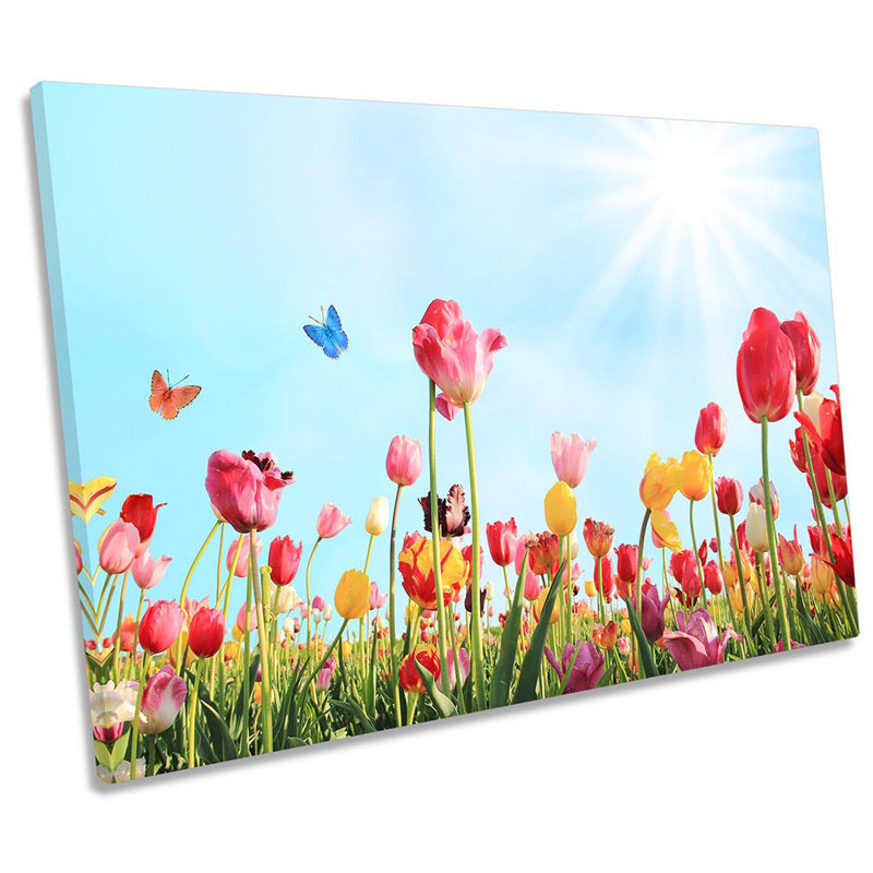 Tulip Floral Flowers Spring Framed - Wrapped Canvas Print, 81.3cm H x 121.9cm W x 4cm D