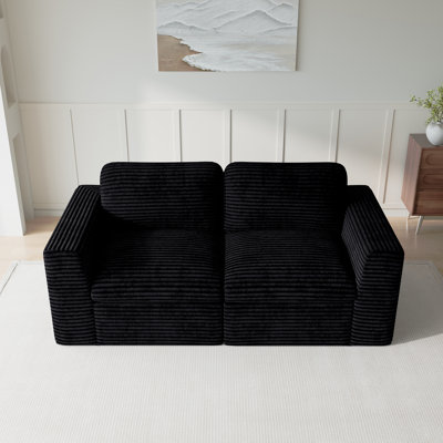  Wide Corduroy Compression Modular Upholstered Sponge Sofa Cloud Boneless Loveseat Sofa With No Assembly Required