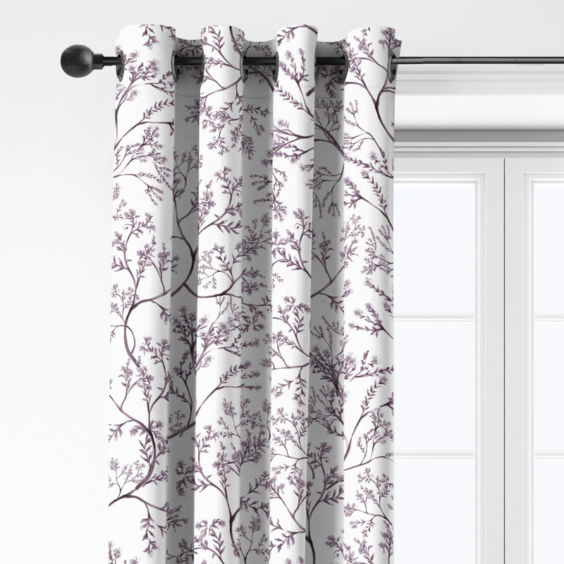 Tinsley Plum Cotton Grommet Top Drapery Panel Set of 2, 50" W  x 120" L