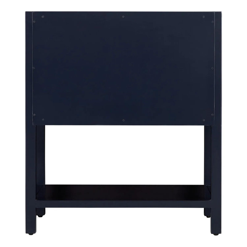 Midnight Navy Blue Mahogany Bathroom Vanity with Carrara Marble Top