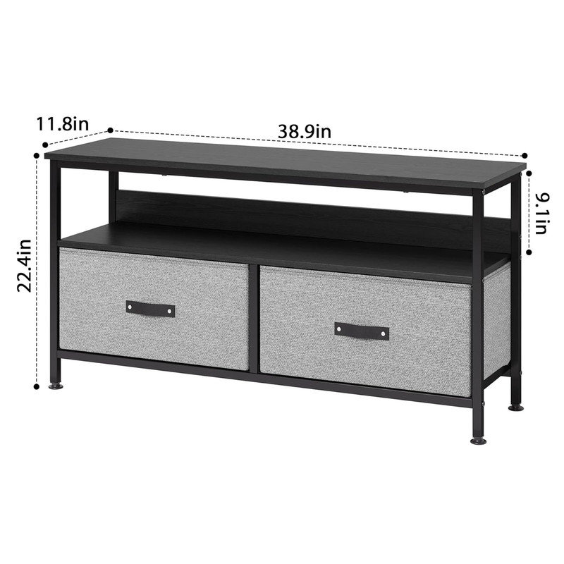 Meuble télé pour téléviseur de 50 po ou moins Evelett, Noir/gris