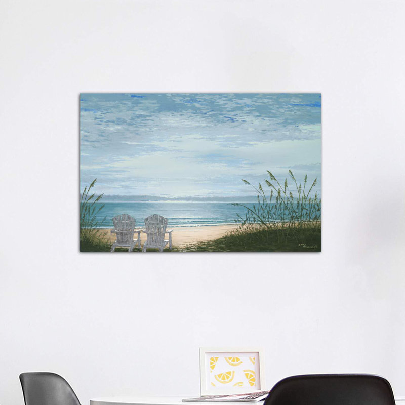 «Beach Chairs» par Bruce Nawrocke - reproduction d'art, H 18 po x l 26 po x P 1,5 po, Toile tendue