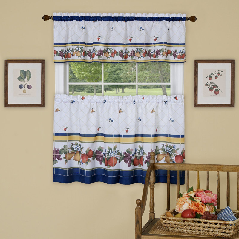 Tejeda Floral Tailored Kitchen Curtain, 58" W x 36" L