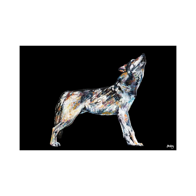 Mishka, Black Background by Becksy - Wrapped Canvas Print, 101.6 cm H x 66.04 cm W x 3.175 cm D