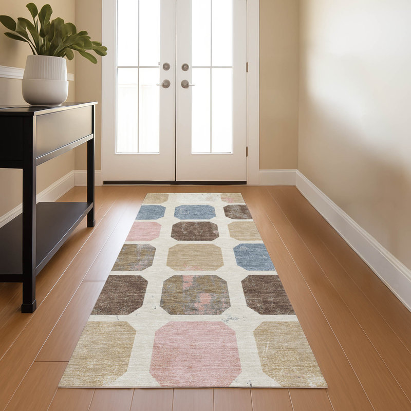 Premium Machine Washable Ralston AMF1950 Geometric Rug, Runner 2'3" x 7'6"