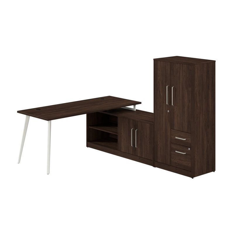 Vista L-Shaped Computer Desk, Walnut, 30" H x 72" W x 59" D