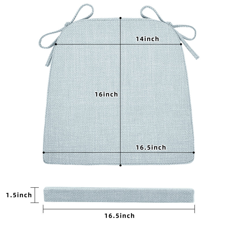 Indoor 1.5'' Dining Chair Chair Pad, Mist Blue Polyester Blend