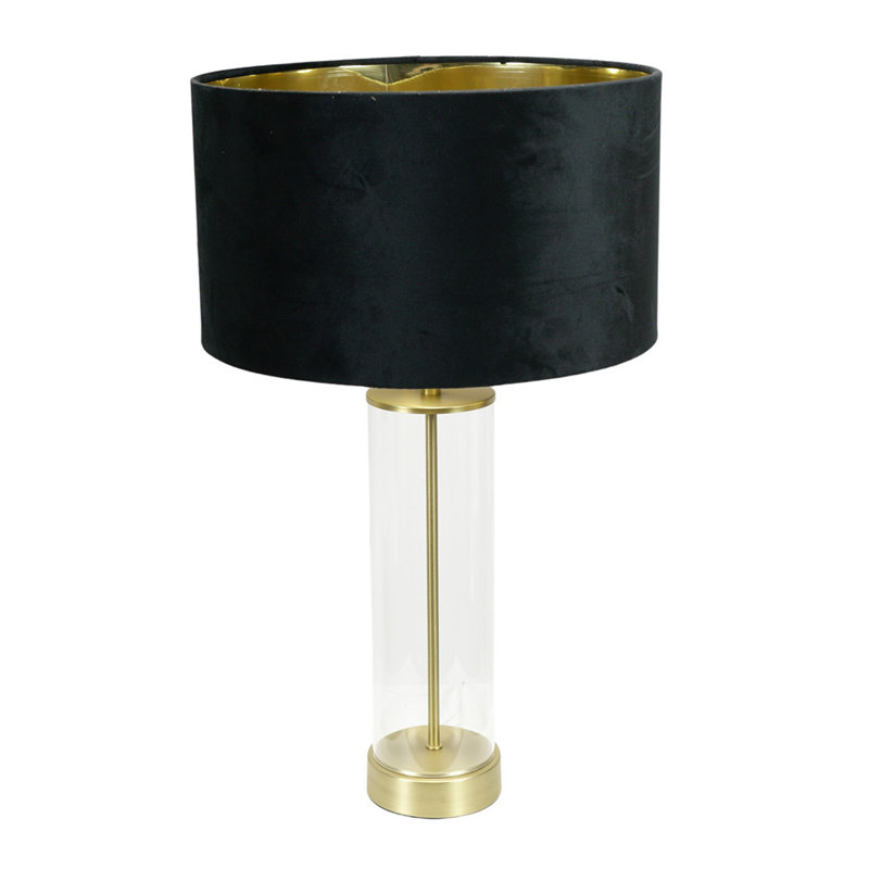 Ahedo Glass Table Lamp, Yes, Clear/Gold Base/Black/Metallic Gold Shade