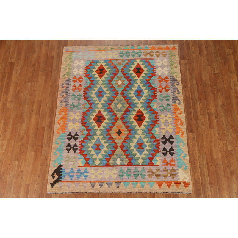 Tapis oriental géométrique Kilim 5 x 6