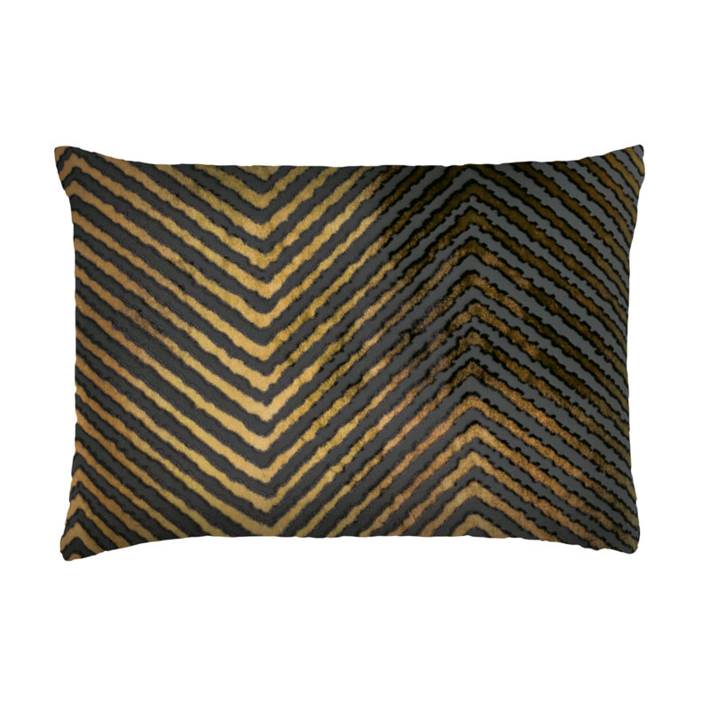 Chevron Velvet Rectangular Pillow Cover & Insert, Copper Ivy Chevron, Rectangle 14"H x 20" W