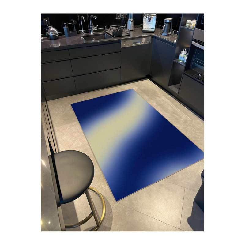Tapis tissé bleu mat et tapis lavable, Sous-tapis carré 3 pi 3 po inclus