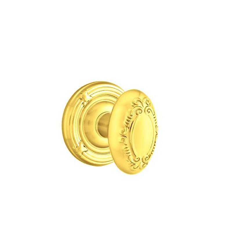 Ensemble de faux boutons Emtek avec ruban et roseau et bouton Victoria, Laiton brillant