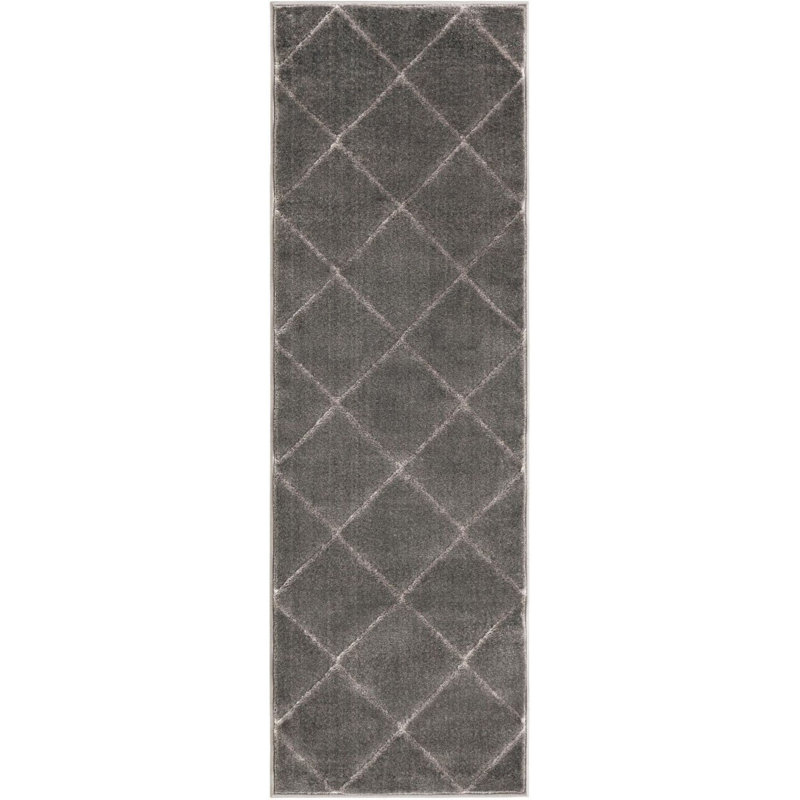 Contemporary Etowah Runner Rug Gray and Silver Color, Runner 2' x 6'1"
