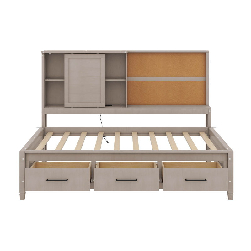 Cara Twin Size Lounge Daybed with Storage Shelves, Antique Gray