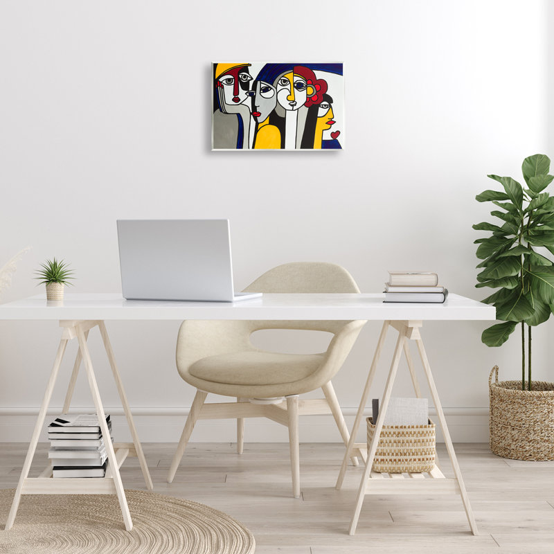 Plaque murale primaire aux visages de couleurs primaires, design par Ruth Fromstein, H 10 po x l 15 po