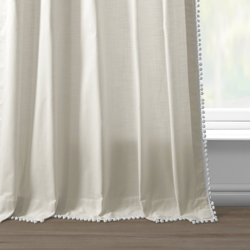 100% Cotton Semi Sheer Curtain Single Panel, Channing, 50" W x 108" L