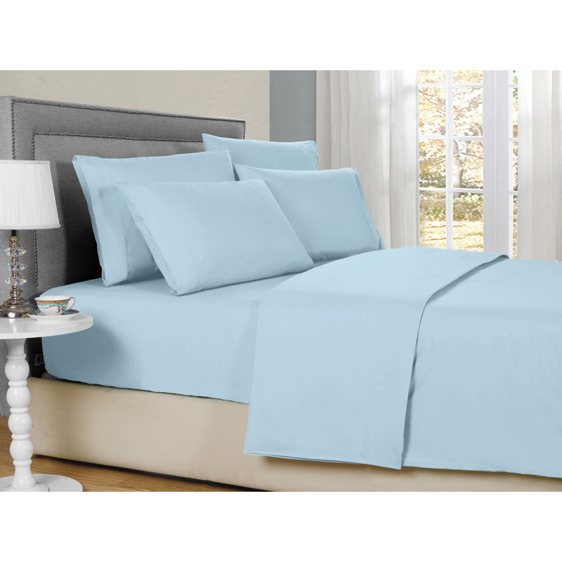 Ensemble de draps en bambou à densité de tissage 1800 fils Bibb Home, Ensemble de draps pour très grand lit avec 4 taie