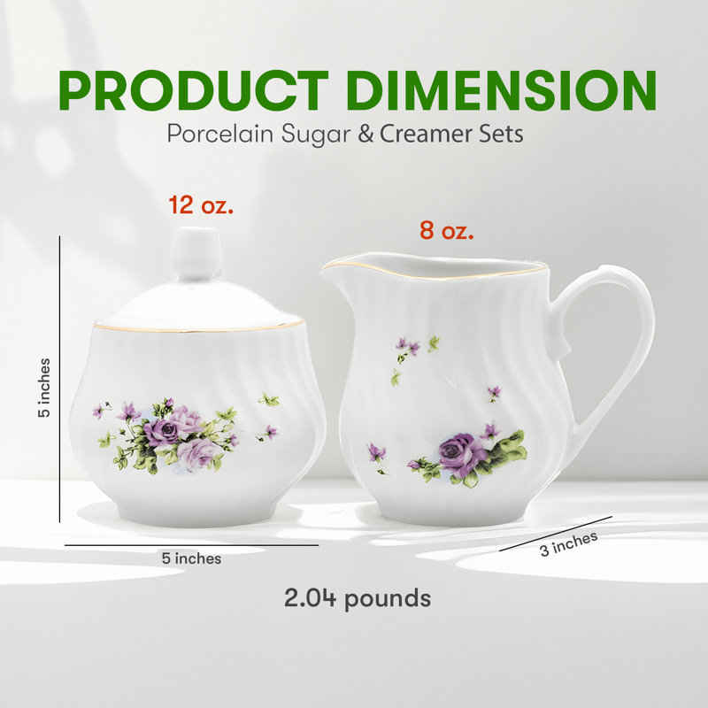 Ensemble de sucrier et pot à crème en porcelaine blanche Nika