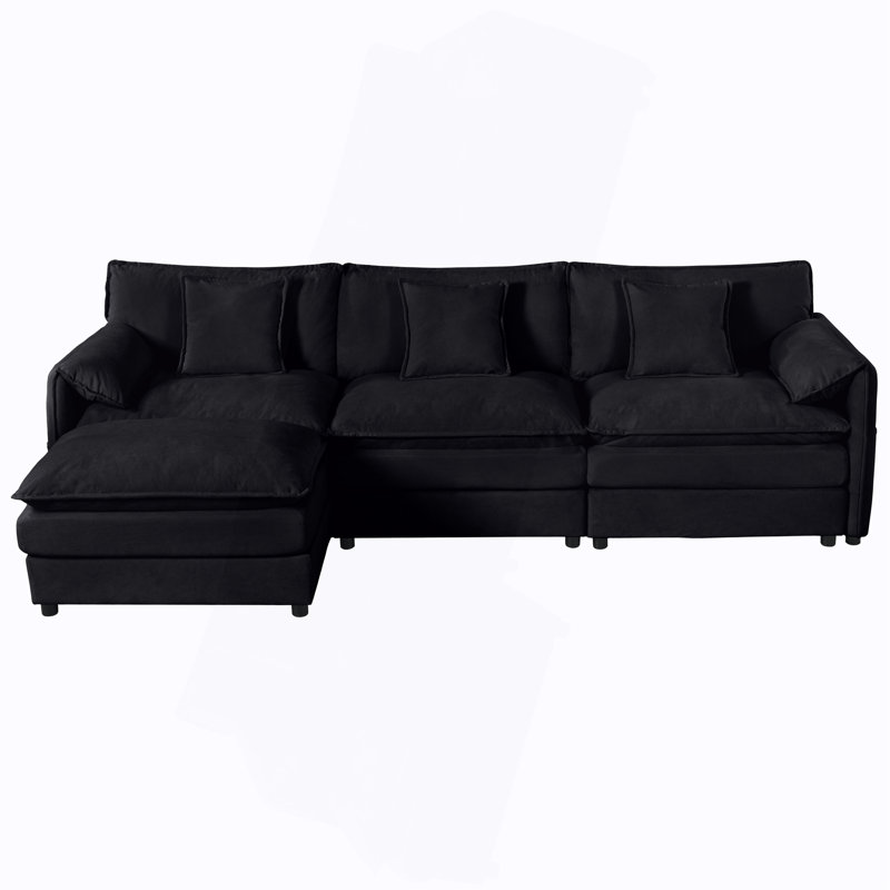 Canapé modulaire modulaire, ensemble de canapé en L surdimensionné pour siège profond, canapé à 3 places avec repose-pieds mobile, combinaison de bricolage, chenille