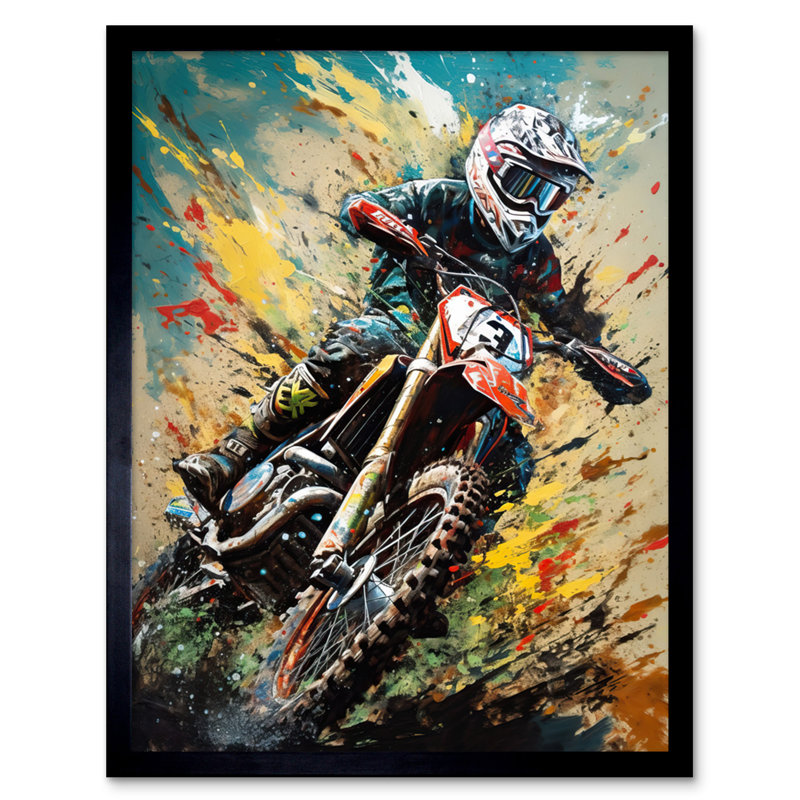 Aaronveer Motocross Race Sport Driver Action Shot - Single Picture Frame Print