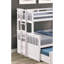 Lit superposé simple au-dessus d'un lit double blanc transitionnel, tiroirs de rangement latéraux et 3 sous le lit, conception en bois d'ingénierie massif, solution de joint, lit gigogne pour l'espace de la chambre à coucher, lit facile à assembler avec surface