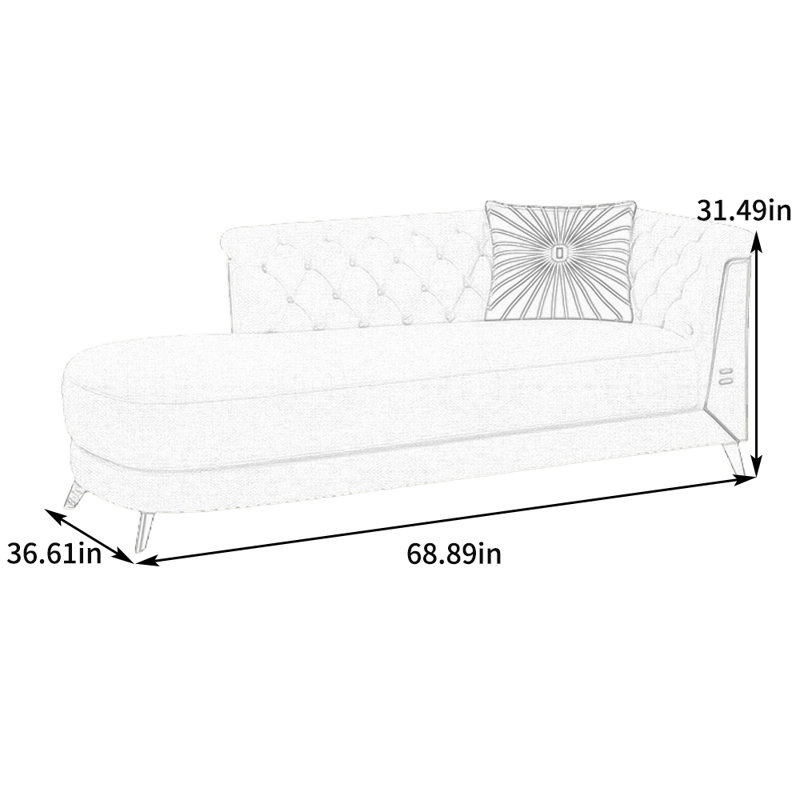 Fauteuil inclinable en coton et en lin rembourré d'éponge, Accoudoir à droite (vu de face), Mélange de lin bleu