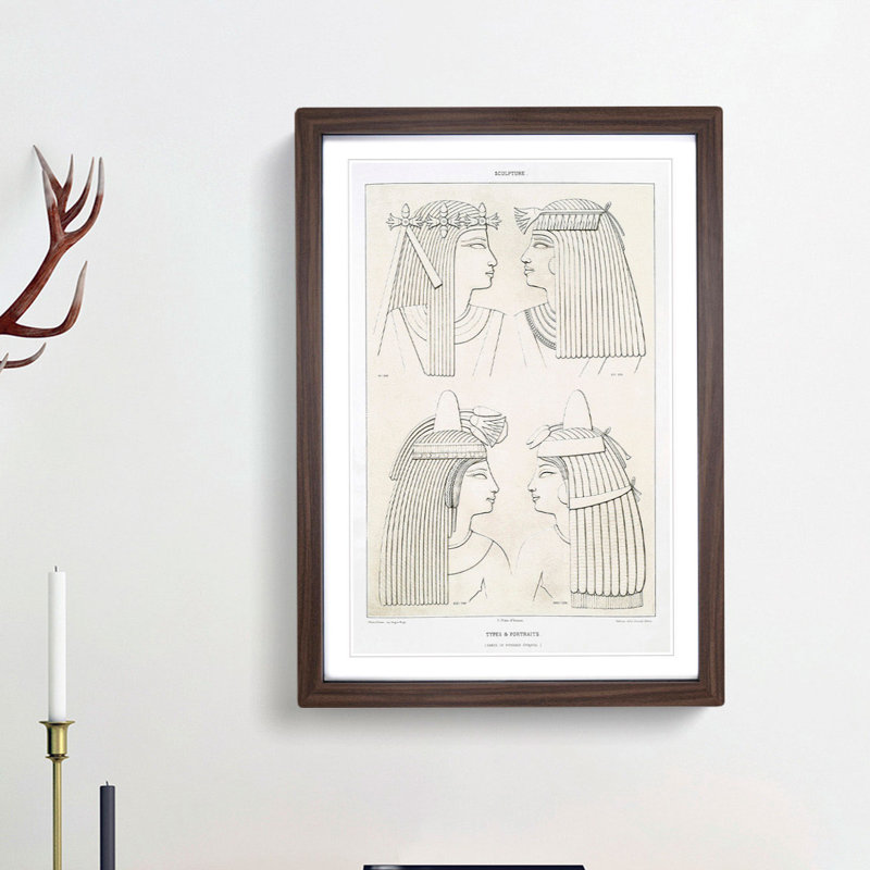 Egyptian Ladies by Emile Prisse D'avennes - Picture Frame Painting Print, Walnut Framed, 48cm H x 36cm W x 2cm D