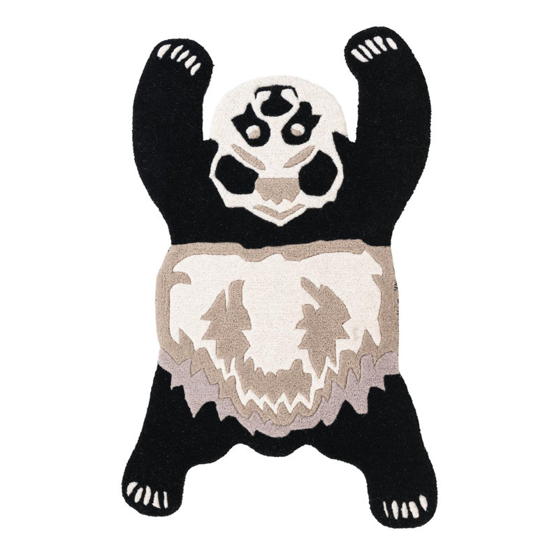 Tapis en laine Unique Loom Panda Playtime, Nouveauté 2 pi x 3 pi 1 po