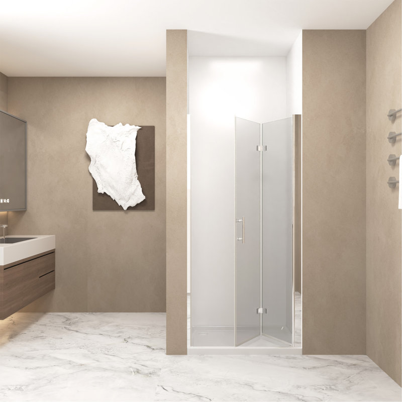 31-30"x 72" Bifold Shower Door, 1/4"(6mm) Tempered Glass, Chrome Aluminum Frame, Explosion Proof Film, Chrome
