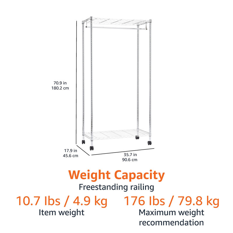 Agarwal 228.6cm Rolling Clothing Rack