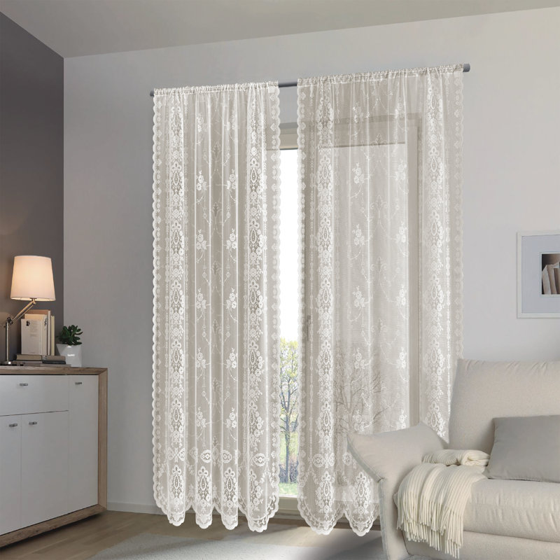 Sheer Curtain Single Panel, Cream, 56"W x 84"L