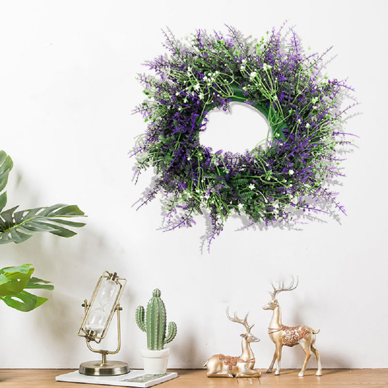 25cm Round Artificial Lavender Flower Wreath