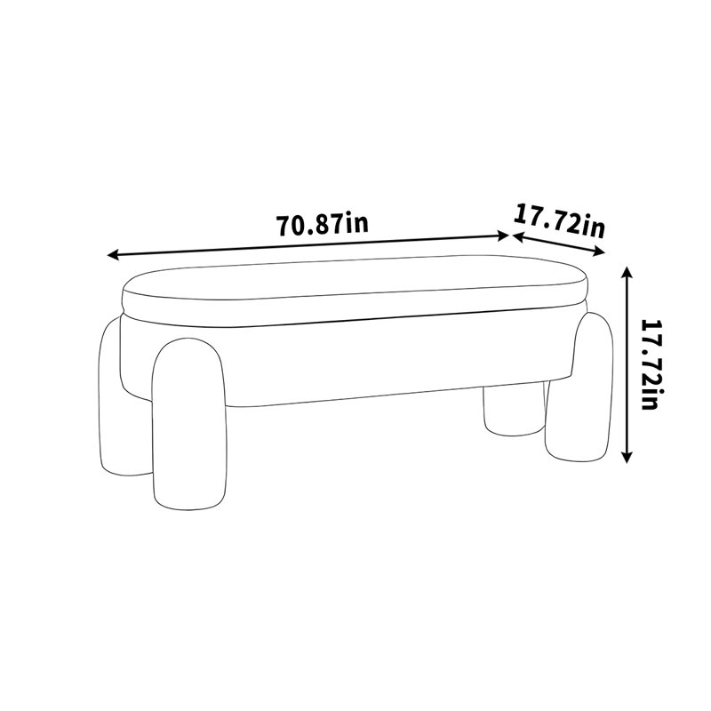 Un simple banc peut être rangé, H 17,72 po x l 70,87 po x P 17,72 po