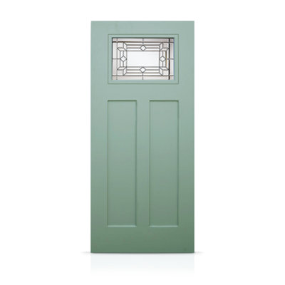Porte d'entrée avant moderne en fibre de verre avec dalle de porte décorative en verre Designer