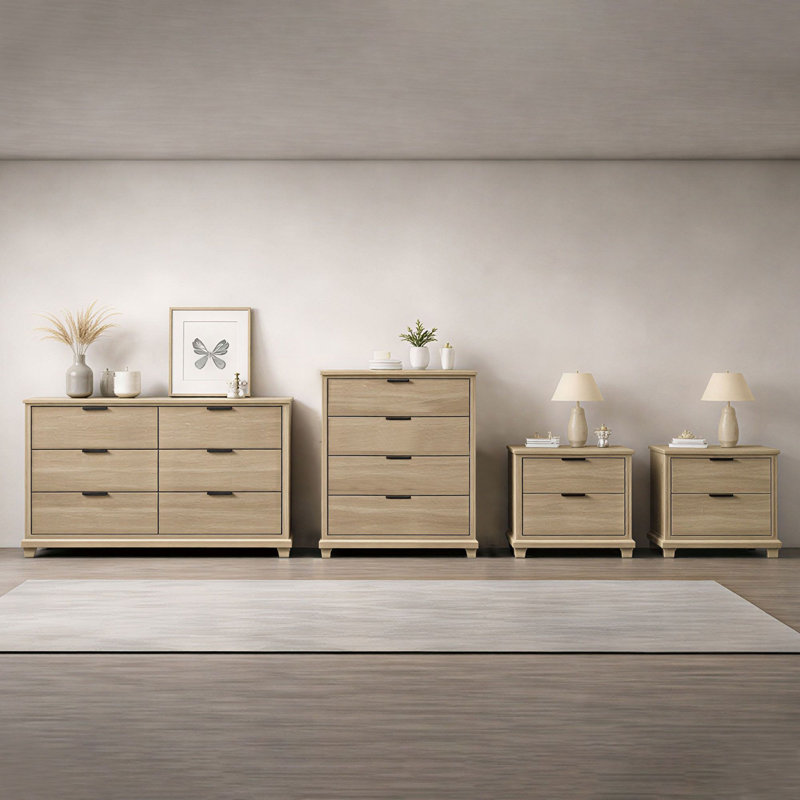Rothenberg 4-Piece Bedroom Set, Dresser, Chest, 2 Nightstands, Modern Storage Furniture for Organized Bedroom Spaces