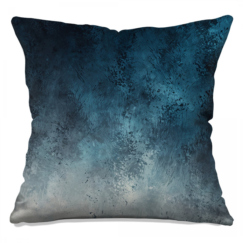 Coussins décoratifs bleus à texture grunge double face, 14 X 14 pouces