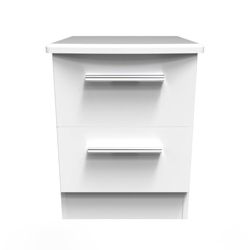 Borgeson 40cm W Manufactured Wood Bedside Table, White Matt