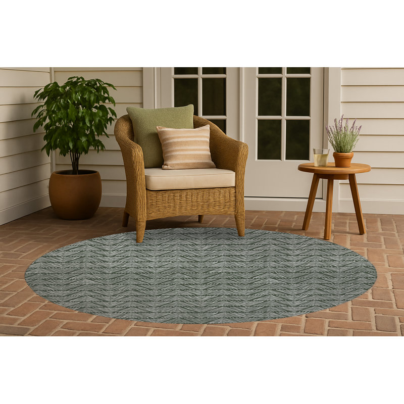 Tapis d'extérieur à rayures antidérapantes Chev, Rond 5 pi