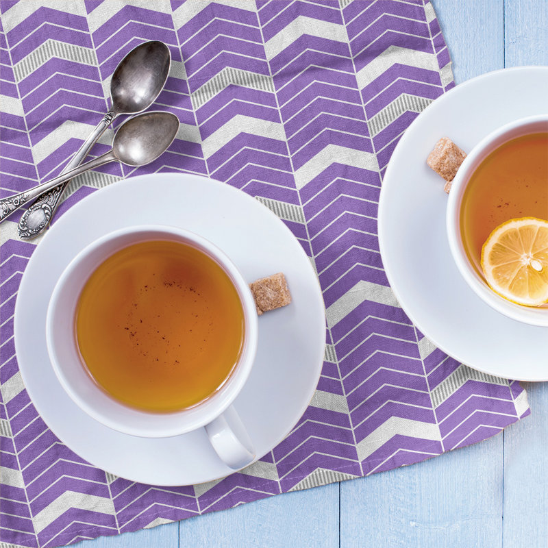 Stephenie Tea Towel Kitchen Towel, Purple/Gray, Cotton Twill
