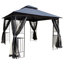 Tente de jardin pour patio 10 x 10 avec toit double et moustiquaire détachable - auvent gris pour la pelouse, le jardin, la cour et la terrasse