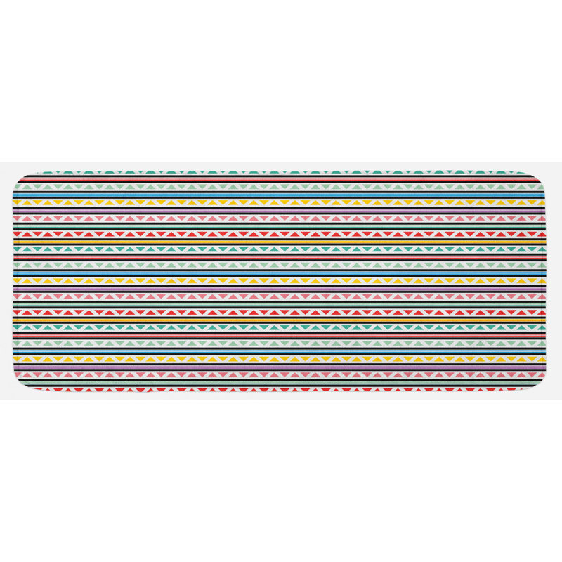 Rustic Striped Synthetic Kitchen Mat