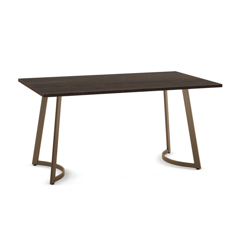 36" W x 60" L Dining Table, Dark Gray Brown Top/Black Base