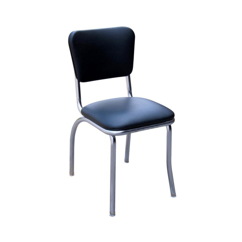 Chaise de salle à manger rembourrée rétro, Noir