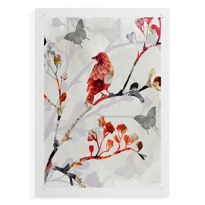 Bird and Cherry Blossoms I -Canvas Print Only - NOT FRAMED, 27" H x 18" W