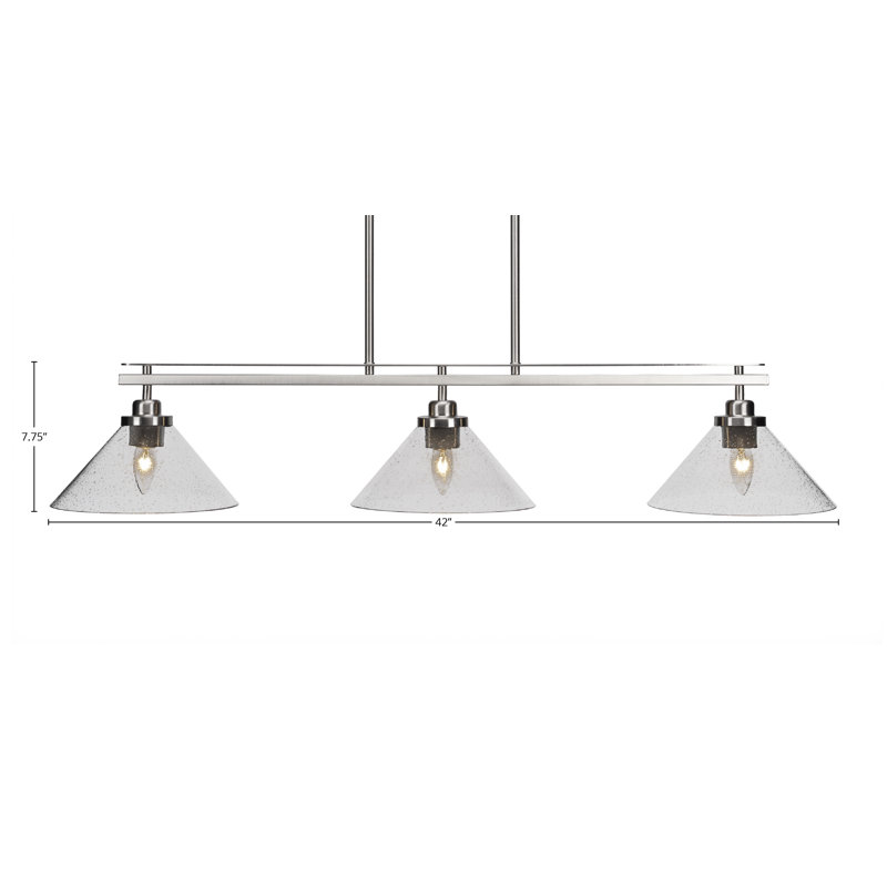Luminaire pour îlot de cuisine 3 lumières Odyssey, Grainé, H 7,75 po x l 42 po x P 10 po, Nickel brossé
