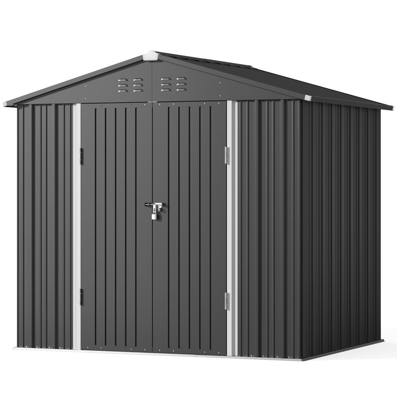 7.6 ft. Wx 6 ft. D Outdoor Storage Shed, Dark Gray