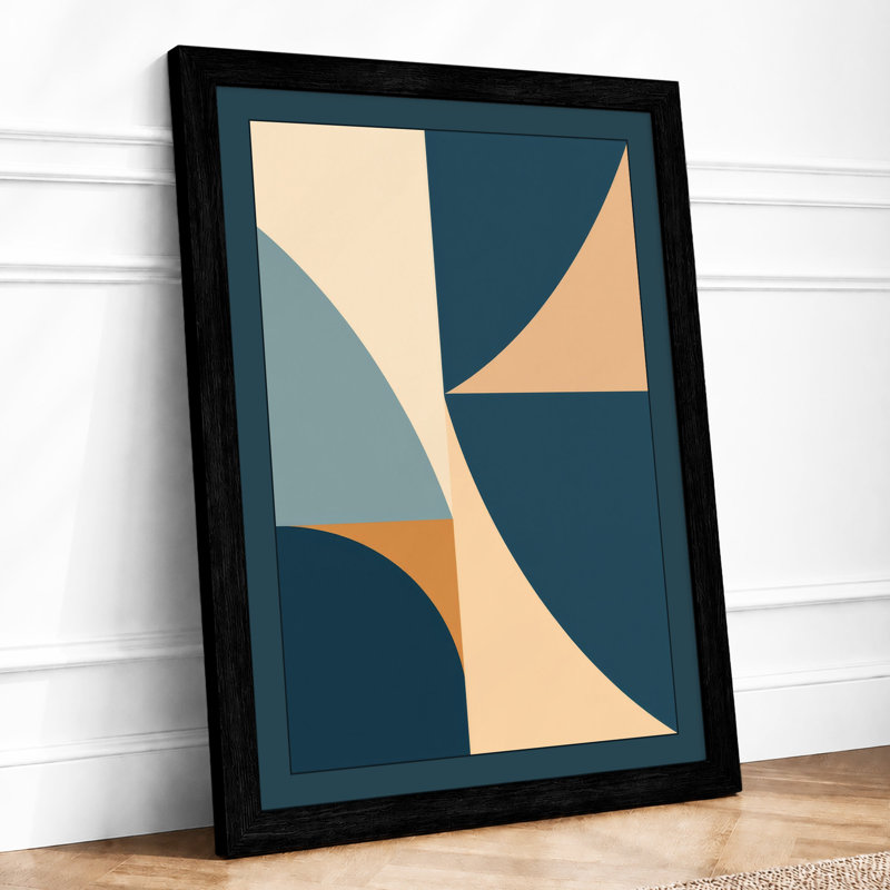 Modernist Composition Mid-Century - Framed Print, A2 - 59.4 x 42.0 cm, Black