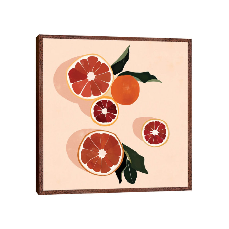 Grapefruit by Bria Nicole - Print on Canvas, 66.04 cm H x 66.04 cm W, Classic Brown Wood Framed Canvas