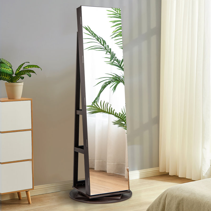 Armoire à bijoux pivotante à 360 ° 3 modes DEL verrouillables , Brun