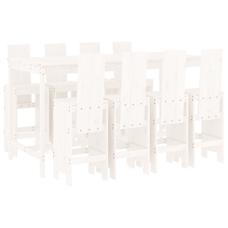 Aundreah Brayden Studio Bar Set with Wood Frame and Solid Wood Outer Material, White